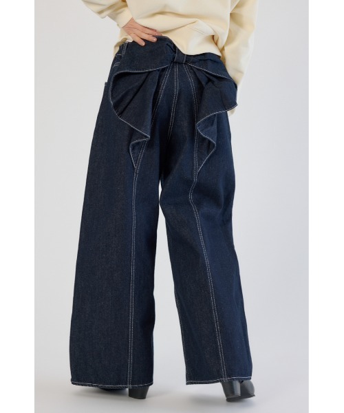 RODEO CROWNS WIDE BOWL（ロデオクラウンズワイドボウル）の「ビッグリボンデニムパンツ（デニムパンツ・レディース・ブラック/ワンウォッシュ/ブルー・MEDIUM/SMALL）」の4枚目の写真