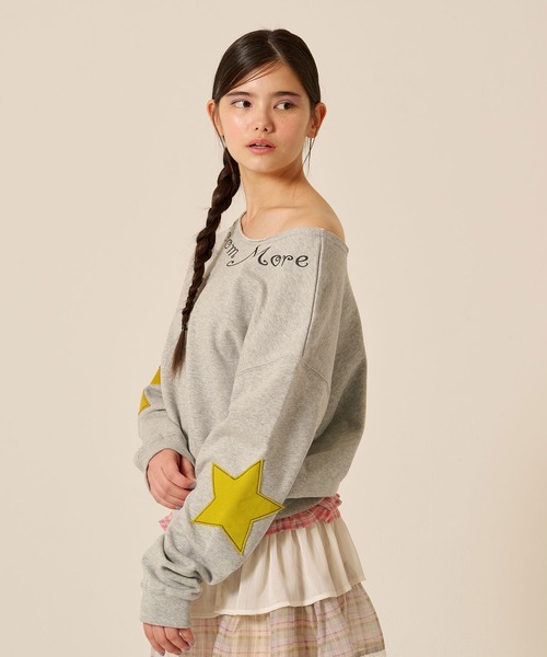 TINA:JOJUN(ティーナジョジュン)の「裏毛 オフショル Bloom More スウェット TINA:JOJUN(スウェット・レディース・杢グレー/ピンク・M)」の6枚目の写真