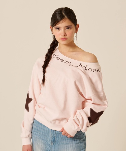 TINA:JOJUN(ティーナジョジュン)の「裏毛 オフショル Bloom More スウェット TINA:JOJUN(スウェット・レディース・杢グレー/ピンク・M)」の12枚目の写真
