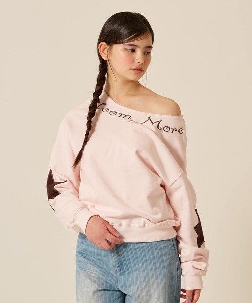 TINA:JOJUN(ティーナジョジュン)の「裏毛 オフショル Bloom More スウェット TINA:JOJUN(スウェット・レディース・杢グレー/ピンク・M)」の13枚目の写真