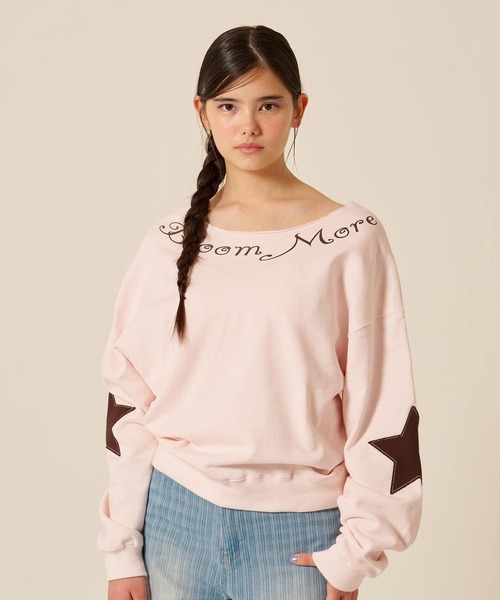 TINA:JOJUN(ティーナジョジュン)の「裏毛 オフショル Bloom More スウェット TINA:JOJUN(スウェット・レディース・杢グレー/ピンク・M)」の15枚目の写真