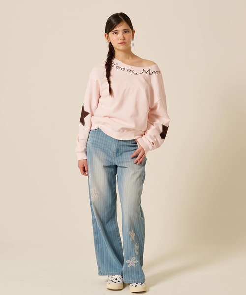 TINA:JOJUN(ティーナジョジュン)の「裏毛 オフショル Bloom More スウェット TINA:JOJUN(スウェット・レディース・杢グレー/ピンク・M)」の16枚目の写真