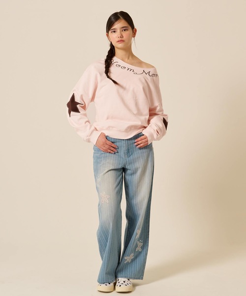 TINA:JOJUN(ティーナジョジュン)の「裏毛 オフショル Bloom More スウェット TINA:JOJUN(スウェット・レディース・杢グレー/ピンク・M)」の18枚目の写真