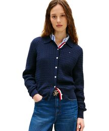 TOMMY HILFIGER | ファインゲージケーブルロングスリーブカーディガン(ニット/セーター)