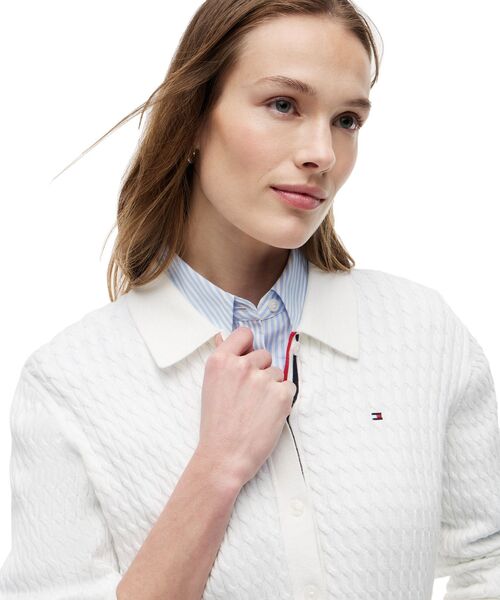 TOMMY HILFIGER（トミーヒルフィガー）の「ファインゲージケーブルロングスリーブカーディガン（ニット/セーター・レディース・ホワイト/マルチ・SMALL/MEDIUM/XX-SMALL/X-SMALL）」の13枚目の写真