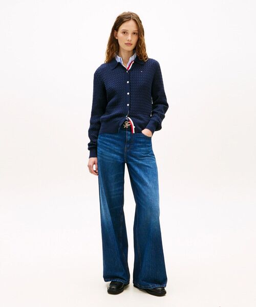 TOMMY HILFIGER（トミーヒルフィガー）の「ファインゲージケーブルロングスリーブカーディガン（ニット/セーター・レディース・ホワイト/マルチ・SMALL/MEDIUM/XX-SMALL/X-SMALL）」の7枚目の写真