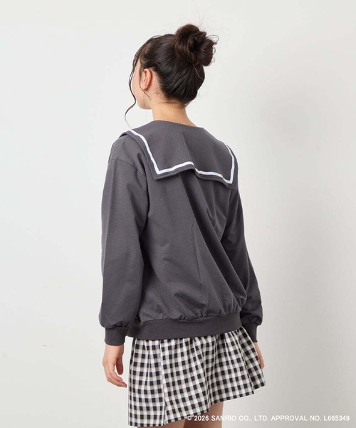 a.v.v（アーヴェヴェ）の「【数量限定】[110-160][シナモロール＆ポチャッコ]フリル衿スウェットカーディガン（カーディガン/ボレロ・キッズ・ブルー/ダークグレー・130/120/110/160/150/140）」の3枚目の写真