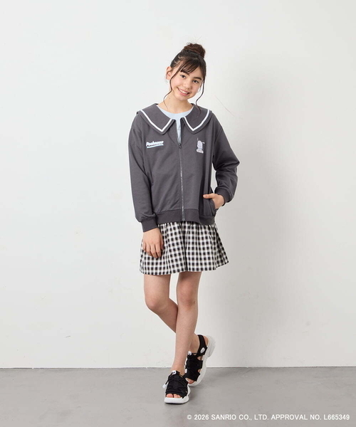 a.v.v（アーヴェヴェ）の「【数量限定】[110-160][シナモロール＆ポチャッコ]フリル衿スウェットカーディガン（カーディガン/ボレロ・キッズ・ブルー/ダークグレー・130/120/110/160/150/140）」の7枚目の写真
