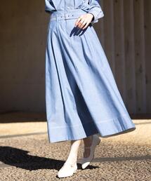 Reflect（リフレクト）の「ダンガリータックフレアスカート（スカート）」