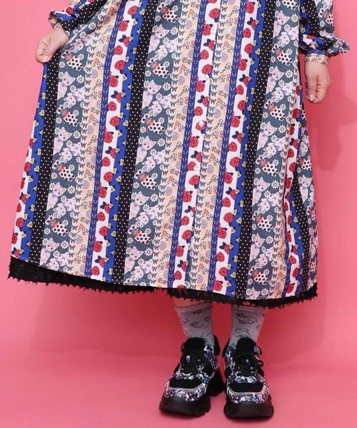 ScoLar（スカラー）の「161611：ストライプ総柄前開きシャツワンピース（ワンピース・レディース・ブラック/オフホワイト・M）」の14枚目の写真