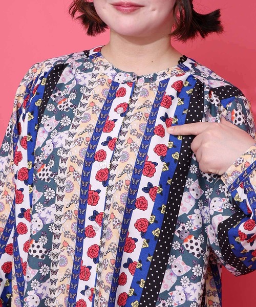 ScoLar（スカラー）の「161611：ストライプ総柄前開きシャツワンピース（ワンピース・レディース・ブラック/オフホワイト・M）」の15枚目の写真