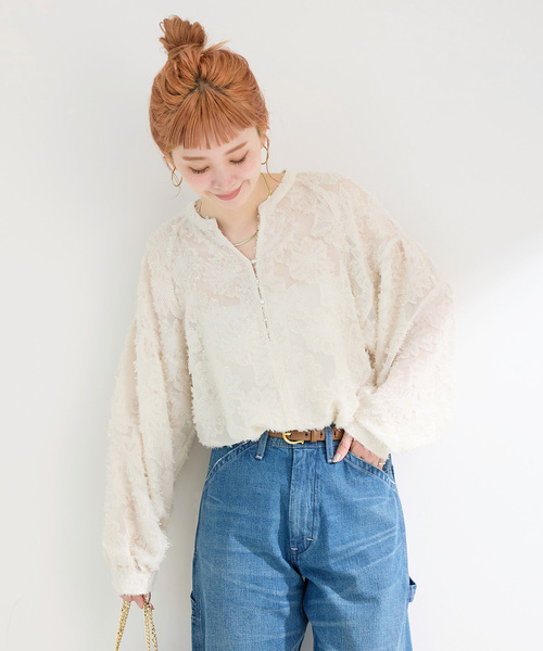 B.C STOCK（ベーセーストック）の「《追加9》手洗い可 / パフスリーブジャガードブラウス（シャツ/ブラウス・レディース・ブラック/アイボリー・FREE）」の15枚目の写真