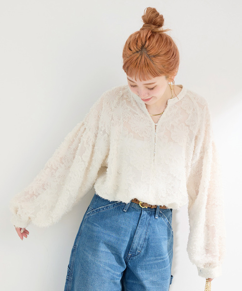 B.C STOCK（ベーセーストック）の「《追加9》手洗い可 / パフスリーブジャガードブラウス（シャツ/ブラウス・レディース・ブラック/アイボリー・FREE）」の16枚目の写真