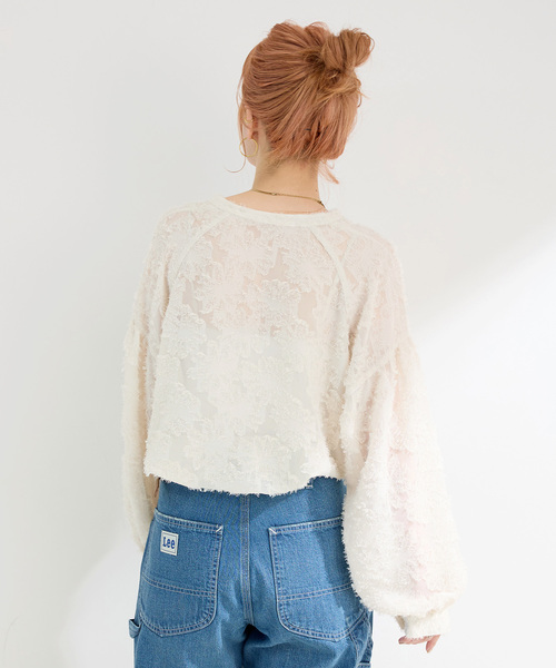 B.C STOCK（ベーセーストック）の「《追加9》手洗い可 / パフスリーブジャガードブラウス（シャツ/ブラウス・レディース・ブラック/アイボリー・FREE）」の19枚目の写真