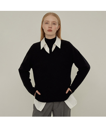 Ribbed V-Neck Knitwear (5colors)