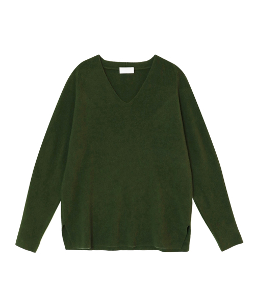 VASCARA（バスカラ）の「Ribbed V-Neck Knitwear (5colors)（ニット/セーター・レディース・グレー/ブラック/ライトブラウン/カーキ/ブラウン・FREE）」の8枚目の写真
