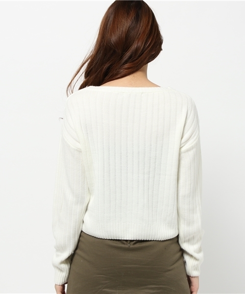 one after another NICE CLAUP（ワンアフターアナザーナイスクラップ）の「【ナイスクラップ】サイドリブＶネックニット（ニット/セーター・レディース・グレー/ブラック/アイボリー/カーキ・FREE）」の11枚目の写真