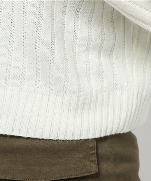 one after another NICE CLAUP（ワンアフターアナザーナイスクラップ）の「【ナイスクラップ】サイドリブＶネックニット（ニット/セーター・レディース・グレー/ブラック/アイボリー/カーキ・FREE）」の7枚目の写真