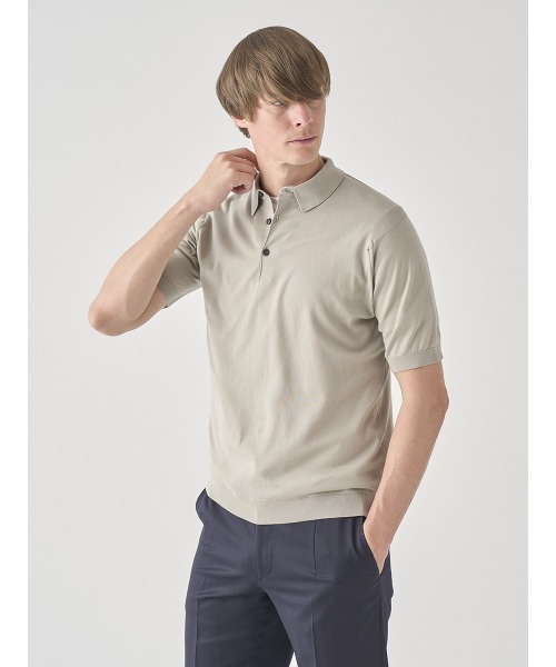 JOHN SMEDLEY 半袖 ポロシャツ カットソー #S ベージュ系 JOHN SMEDLEY｜ジョン スメドレーのポロシャツ（ベージュ系・半袖