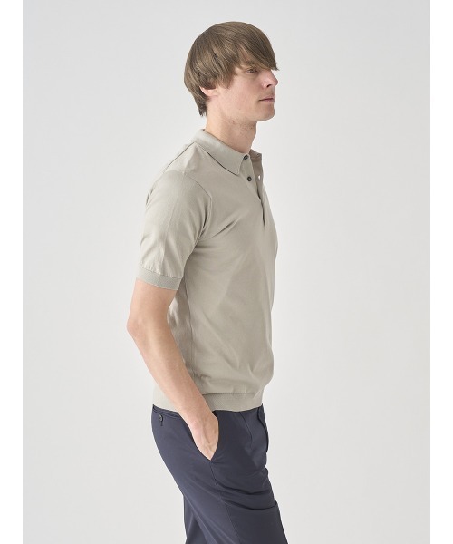 JOHN SMEDLEY(ジョンスメドレー)の「半袖コットンニットポロシャツ(ポロシャツ・メンズ・ベージュ系その他6・M/S/L)」の6枚目の写真