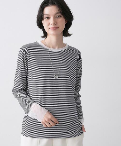 Dessin(デッサン)の「【洗える】シアーチュールポイントカットソー(Tシャツ/カットソー・レディース・ネイビー系2/ホワイト系/ライトグレー系2・02/01)」の12枚目の写真