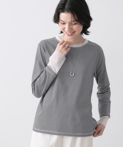 Dessin(デッサン)の「【洗える】シアーチュールポイントカットソー(Tシャツ/カットソー・レディース・ネイビー系2/ホワイト系/ライトグレー系2・02/01)」の13枚目の写真