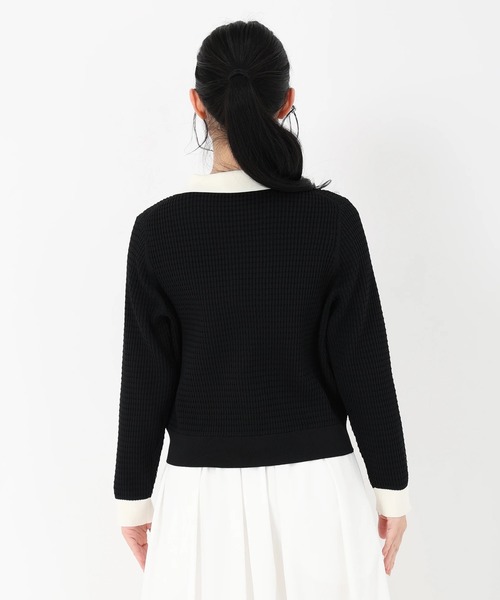 STRAWBERRY-FIELDS（ストロベリーフィールズ）の「ポーツポリー_ビジュー刺繍衿付ニットカーディガン（ニット/セーター・レディース・ブラック/オフホワイト・2）」の7枚目の写真