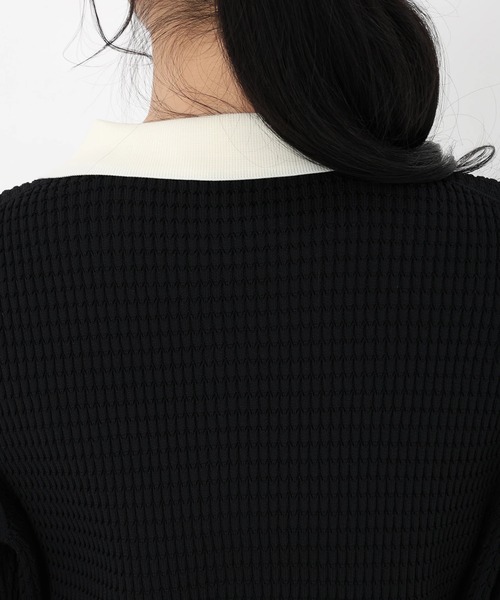 STRAWBERRY-FIELDS（ストロベリーフィールズ）の「ポーツポリー_ビジュー刺繍衿付ニットカーディガン（ニット/セーター・レディース・ブラック/オフホワイト・2）」の9枚目の写真