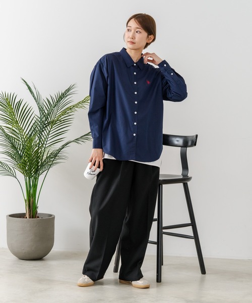 U.S. POLO ASSN.（ユーエスポロアッスン）の「【U.S. POLO ASSN./ユーエスポロアッスン】【気になるお尻を自然にカバー】ブロードシャツ やや長め丈 着痩せ効果（シャツ/ブラウス・レディース・ネイビー/ピンク/ブルー/サックスブルー・LARGE/MEDIUM）」の15枚目の写真