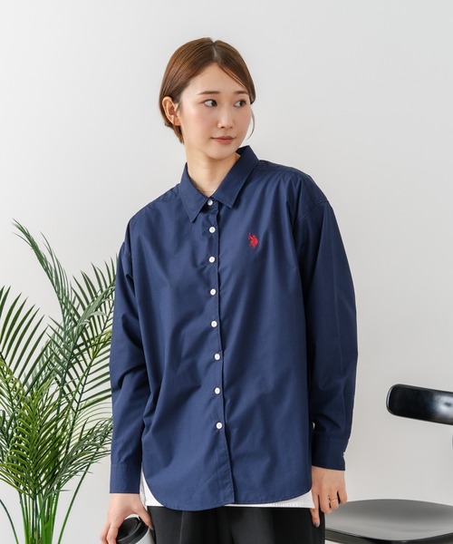U.S. POLO ASSN.（ユーエスポロアッスン）の「【U.S. POLO ASSN./ユーエスポロアッスン】【気になるお尻を自然にカバー】ブロードシャツ やや長め丈 着痩せ効果（シャツ/ブラウス・レディース・ネイビー/ピンク/ブルー/サックスブルー・LARGE/MEDIUM）」の16枚目の写真