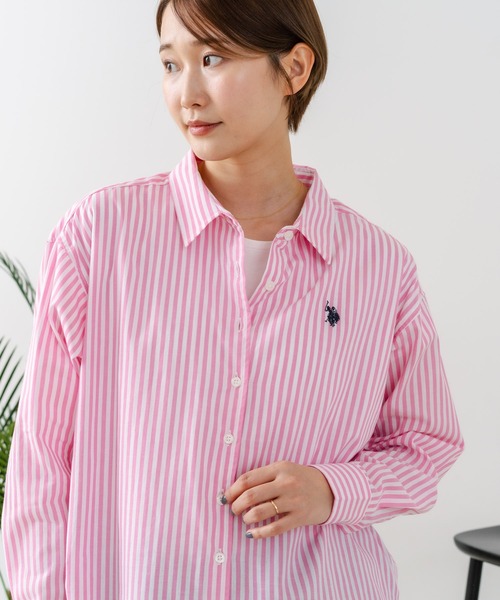 U.S. POLO ASSN.（ユーエスポロアッスン）の「【U.S. POLO ASSN./ユーエスポロアッスン】【気になるお尻を自然にカバー】ブロードシャツ やや長め丈 着痩せ効果（シャツ/ブラウス・レディース・ネイビー/ピンク/ブルー/サックスブルー・LARGE/MEDIUM）」の19枚目の写真