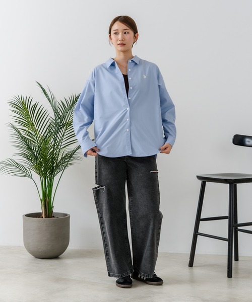U.S. POLO ASSN.（ユーエスポロアッスン）の「【U.S. POLO ASSN./ユーエスポロアッスン】【気になるお尻を自然にカバー】ブロードシャツ やや長め丈 着痩せ効果（シャツ/ブラウス・レディース・ネイビー/ピンク/ブルー/サックスブルー・LARGE/MEDIUM）」の10枚目の写真