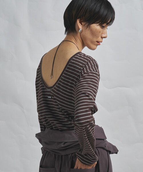 Whim Gazette（ウィムガゼット）の「【GEMINI】バックシャンボーダーカットソー（Tシャツ/カットソー・レディース・ベージュ/ブラウン・FREE）」の2枚目の写真