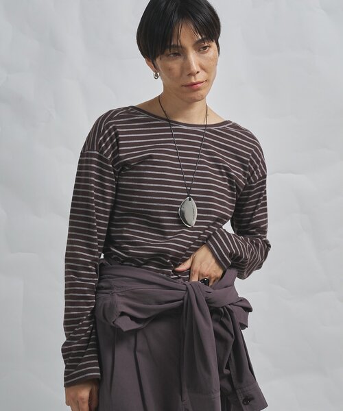 Whim Gazette（ウィムガゼット）の「【GEMINI】バックシャンボーダーカットソー（Tシャツ/カットソー・レディース・ベージュ/ブラウン・FREE）」の21枚目の写真