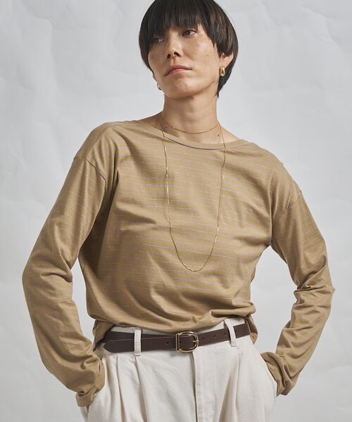 Whim Gazette（ウィムガゼット）の「【GEMINI】バックシャンボーダーカットソー（Tシャツ/カットソー・レディース・ベージュ/ブラウン・FREE）」の17枚目の写真