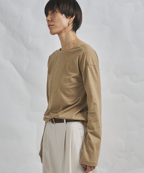 Whim Gazette（ウィムガゼット）の「【GEMINI】バックシャンボーダーカットソー（Tシャツ/カットソー・レディース・ベージュ/ブラウン・FREE）」の16枚目の写真