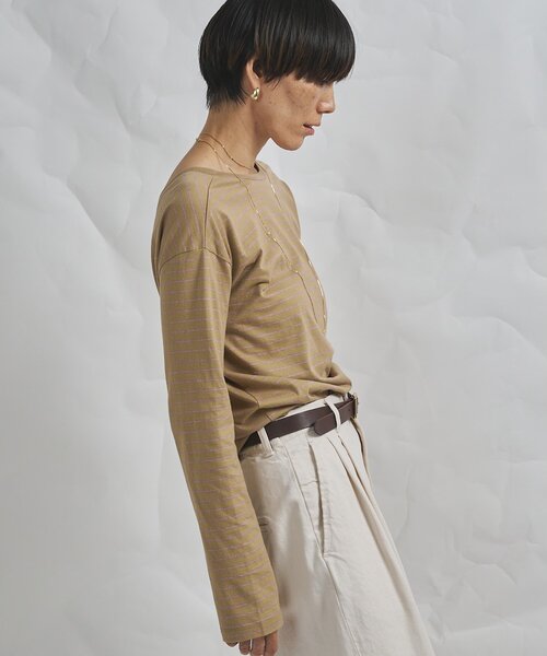 Whim Gazette（ウィムガゼット）の「【GEMINI】バックシャンボーダーカットソー（Tシャツ/カットソー・レディース・ベージュ/ブラウン・FREE）」の13枚目の写真