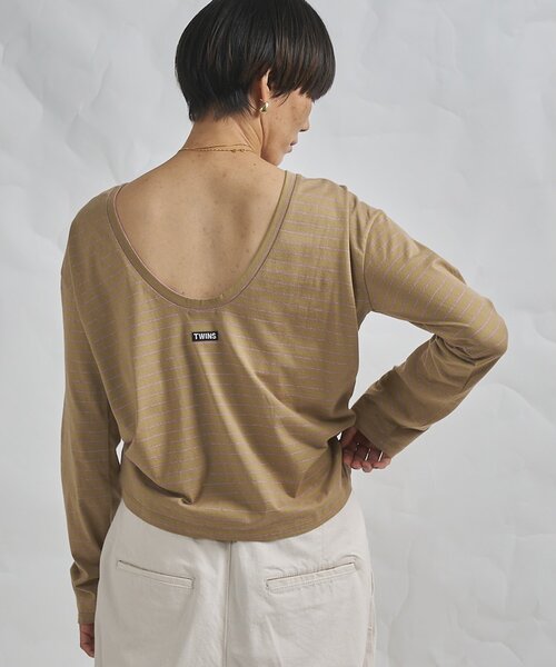 Whim Gazette（ウィムガゼット）の「【GEMINI】バックシャンボーダーカットソー（Tシャツ/カットソー・レディース・ベージュ/ブラウン・FREE）」の15枚目の写真