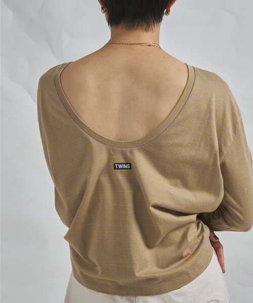 Whim Gazette（ウィムガゼット）の「【GEMINI】バックシャンボーダーカットソー（Tシャツ/カットソー・レディース・ベージュ/ブラウン・FREE）」の14枚目の写真