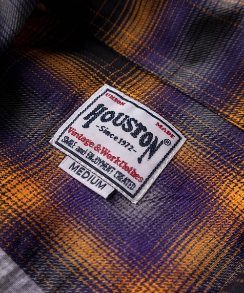 HOUSTON（ヒューストン）の「【86】【HOUSTON/ヒューストン】オンブレチェック オープンカラーシャツ アメカジ（シャツ/ブラウス・メンズ・ブルー/オレンジ/ブラック/レッド/ブラウン/グリーン/グリーン系その他・L/XL/M）」の9枚目の写真