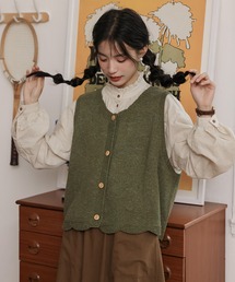 ＆soiree（アンドソワレ）の「ウッドボタンニットベスト（ベスト）」