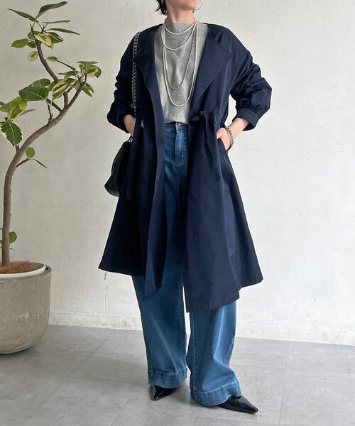 un dix cors（アンディコール）の「ノーカラードロストコート（その他アウター・レディース・カーキ/モカ/ネイビー・FREE）」の3枚目の写真