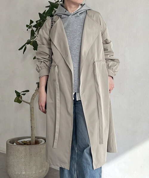 un dix cors（アンディコール）の「ノーカラードロストコート（その他アウター・レディース・カーキ/モカ/ネイビー・FREE）」の2枚目の写真