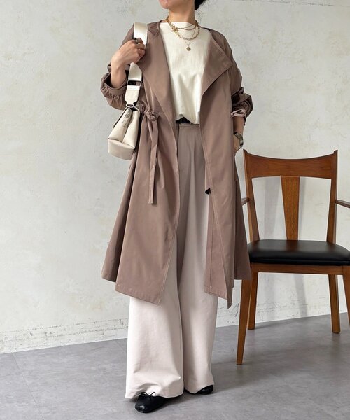 un dix cors（アンディコール）の「ノーカラードロストコート（その他アウター・レディース・カーキ/モカ/ネイビー・FREE）」の6枚目の写真