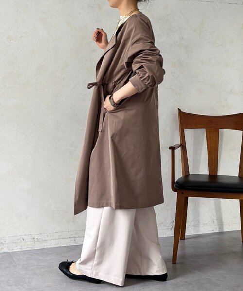 un dix cors（アンディコール）の「ノーカラードロストコート（その他アウター・レディース・カーキ/モカ/ネイビー・FREE）」の7枚目の写真