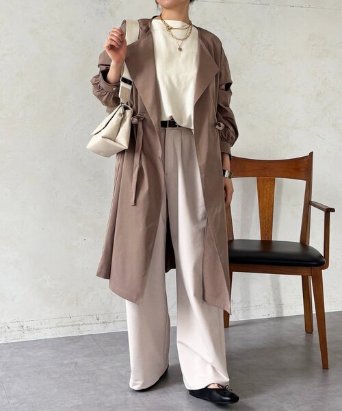 un dix cors（アンディコール）の「ノーカラードロストコート（その他アウター・レディース・カーキ/モカ/ネイビー・FREE）」の10枚目の写真