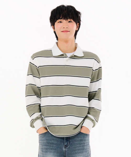 Mens Stripe Type Collar T‑shirt FARK5115B0V