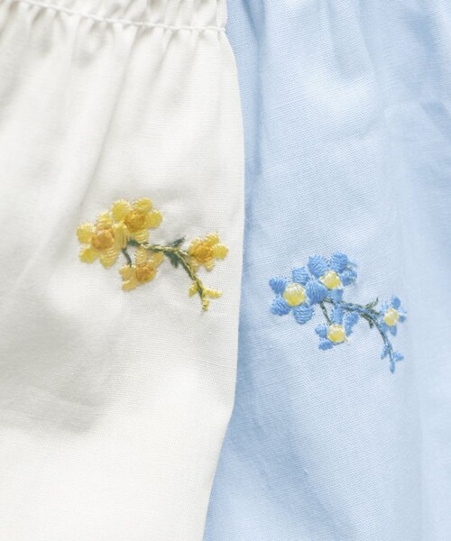 BRANSHES（ブランシェス）の「【おそろい】花刺しゅうトップス＆ブルマセット（その他ベビー用品・キッズ・オフホワイト/ブルー・70/80）」の6枚目の写真