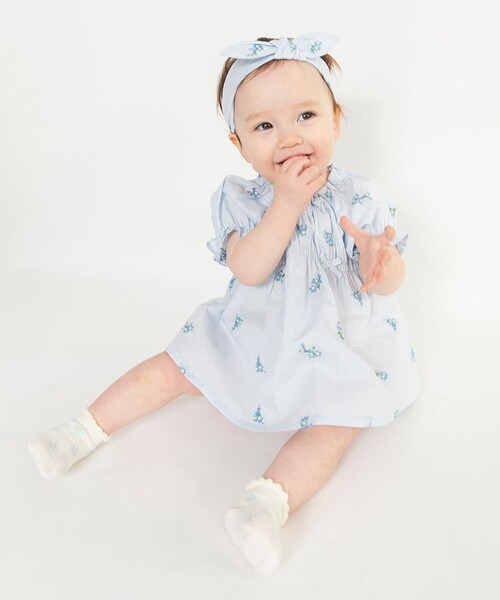 BRANSHES（ブランシェス）の「【おそろい】花刺しゅうトップス＆ブルマセット（その他ベビー用品・キッズ・オフホワイト/ブルー・70/80）」の14枚目の写真