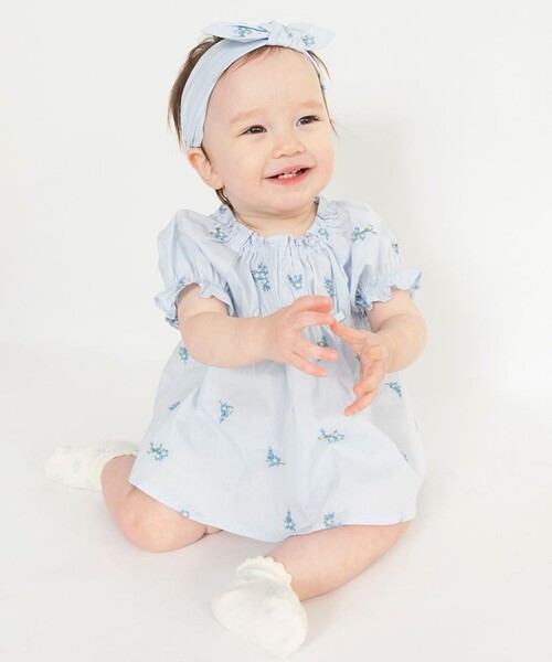 BRANSHES（ブランシェス）の「【おそろい】花刺しゅうトップス＆ブルマセット（その他ベビー用品・キッズ・オフホワイト/ブルー・70/80）」の15枚目の写真